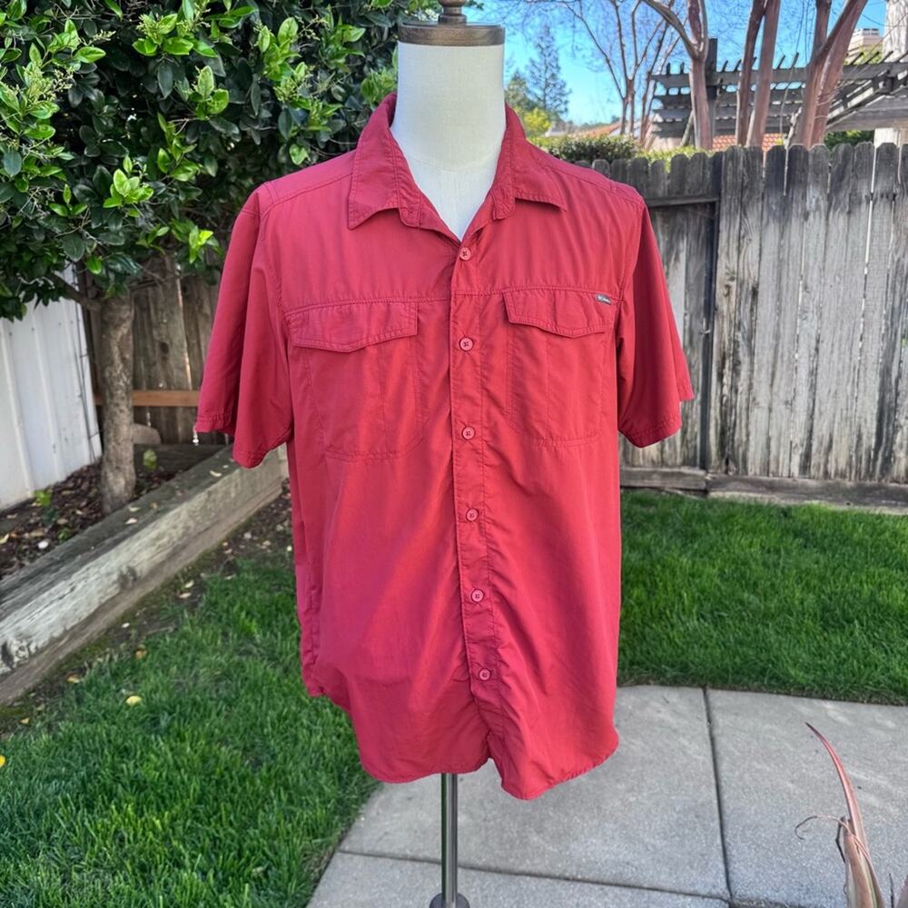 Columbia Omni Nylon Mesh Button Front Shirt Short Sleeves Men's Size Large